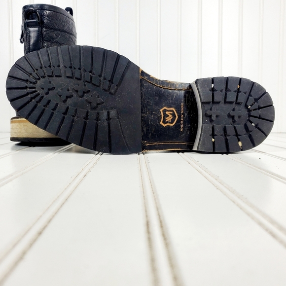 Andrew Marc Rutland Black Leather Lace Up Zip Boots - Picture 8 of 12